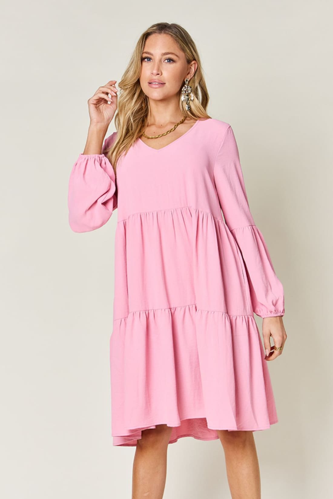 Balloon Sleeve Tiered Dress with Pockets | Women’s Mini Dresses