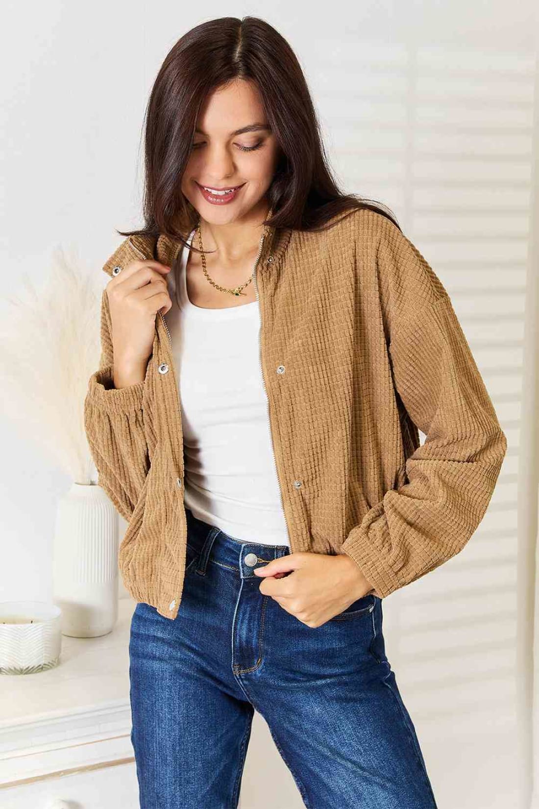 Double Take Long Sleeve Dropped Shoulder Jacket | Jackets & Coats