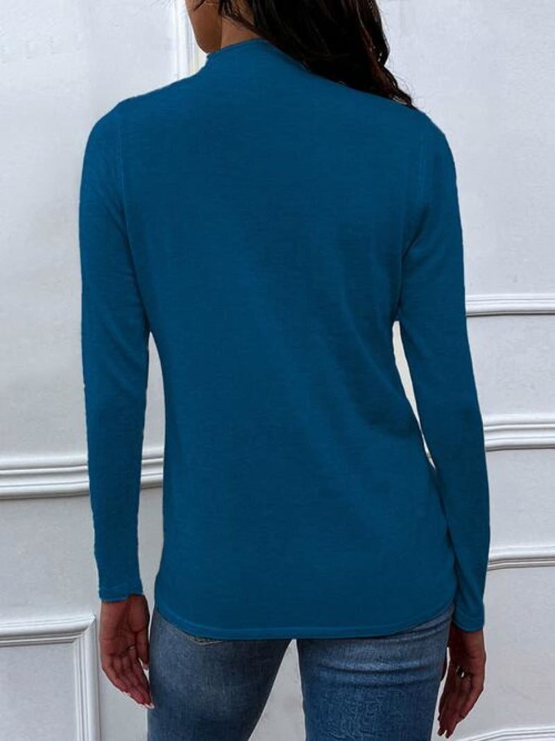 Drawstring Mock Neck Long Sleeve T-Shirt | Long Sleeve Tops