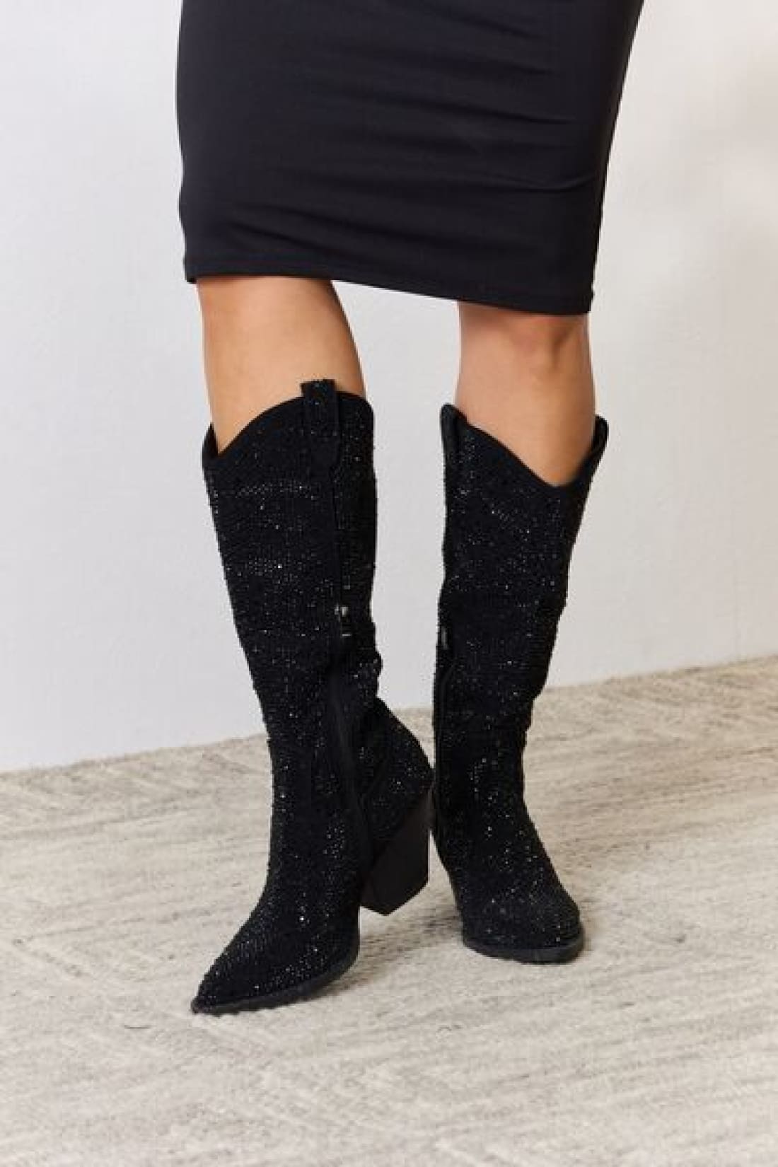 Dress Up Time Rhinestone Knee High Cowboy Boots