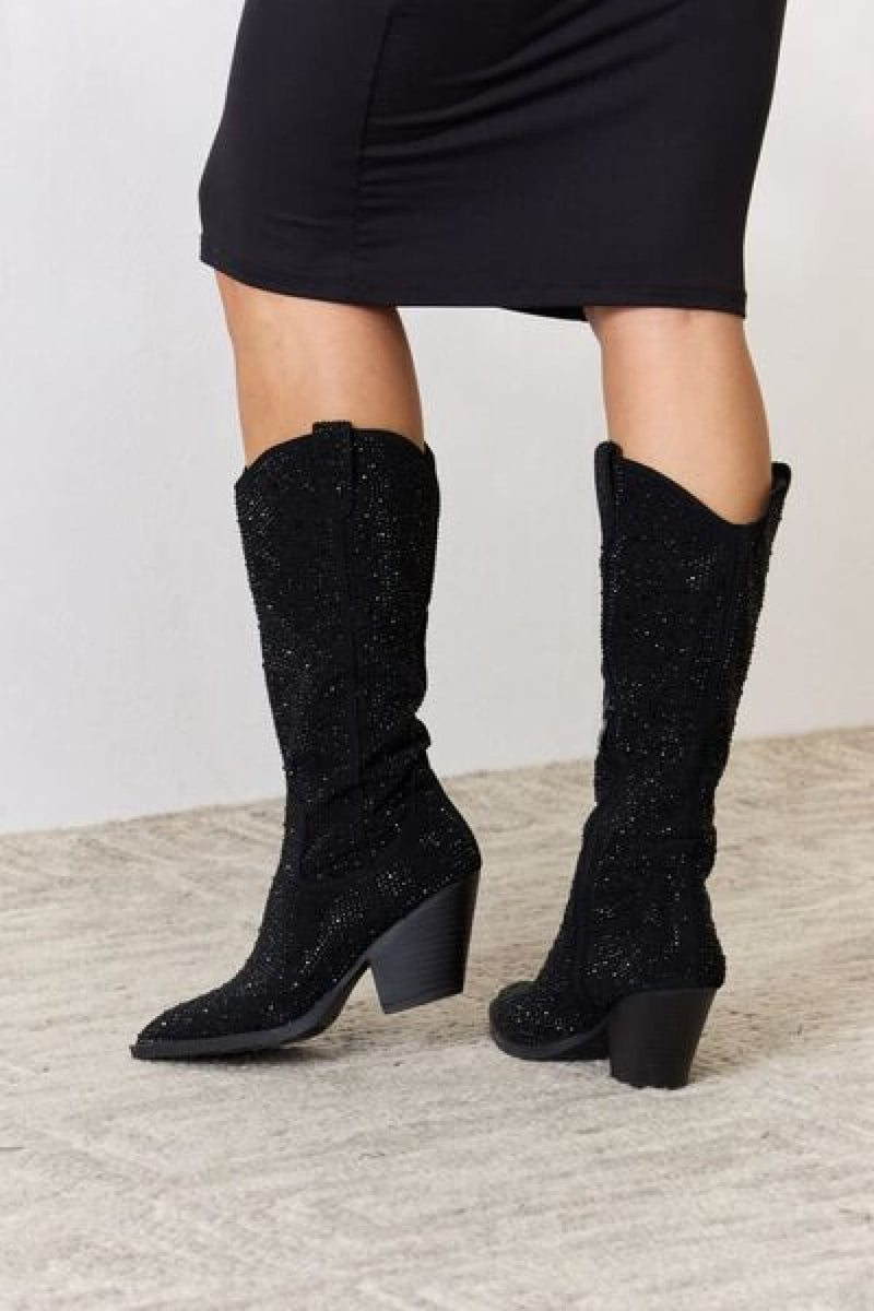 Dress Up Time Rhinestone Knee High Cowboy Boots