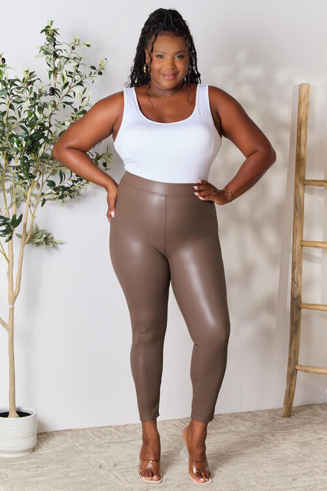 e.Luna Full Size High Waist Skinny Pants | leggings