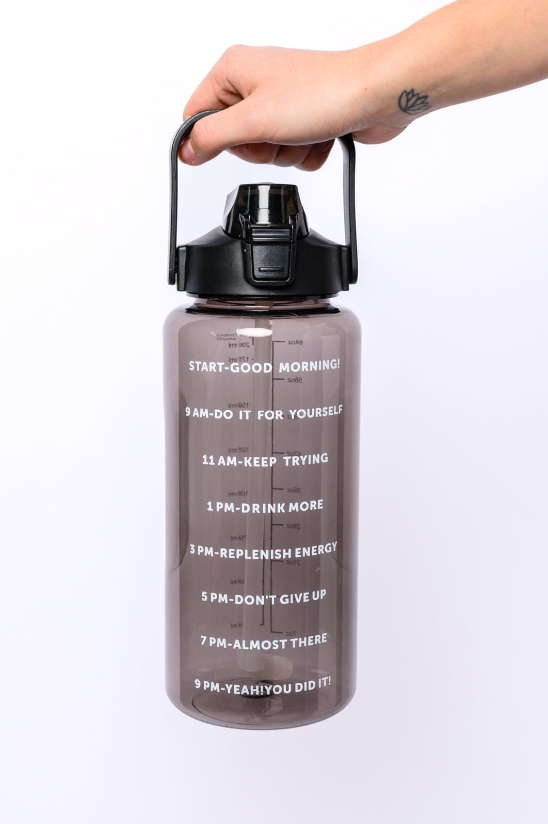 Elevated Water Tracking Bottle in Black | Health & Beauty