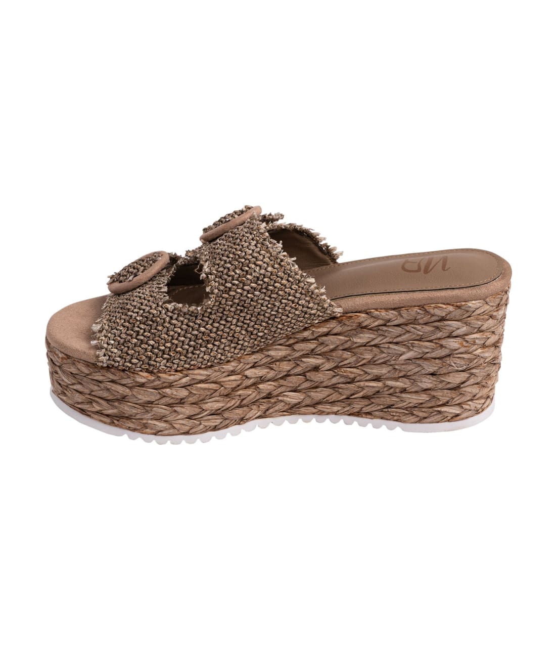 Eriwen Buckle Wedge in Taupe | SANDALS