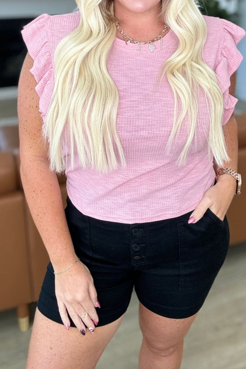 Especially Sweet Ruffle Sleeve Crop Top - Limited Quantities