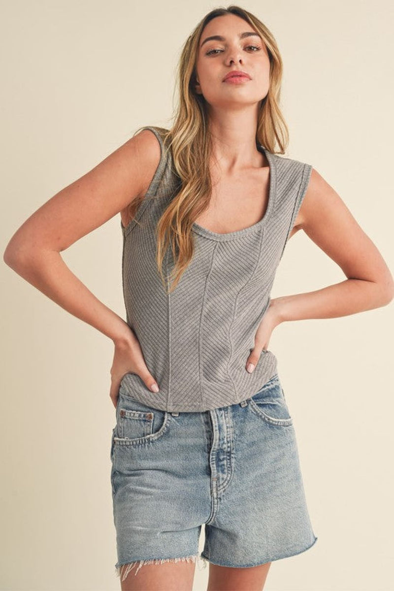 Exposed Seam Wide Strap Tank