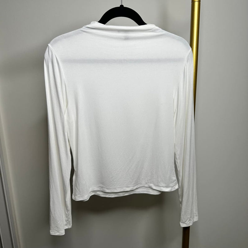 Express High Neck Long Sleeve Slightly Cropped Top Off White L Pre Owned