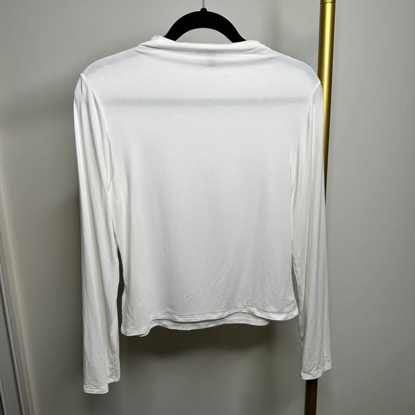 Express High Neck Long Sleeve Slightly Cropped Top Off White L - Pre-Owned | Long Sleeve Tops