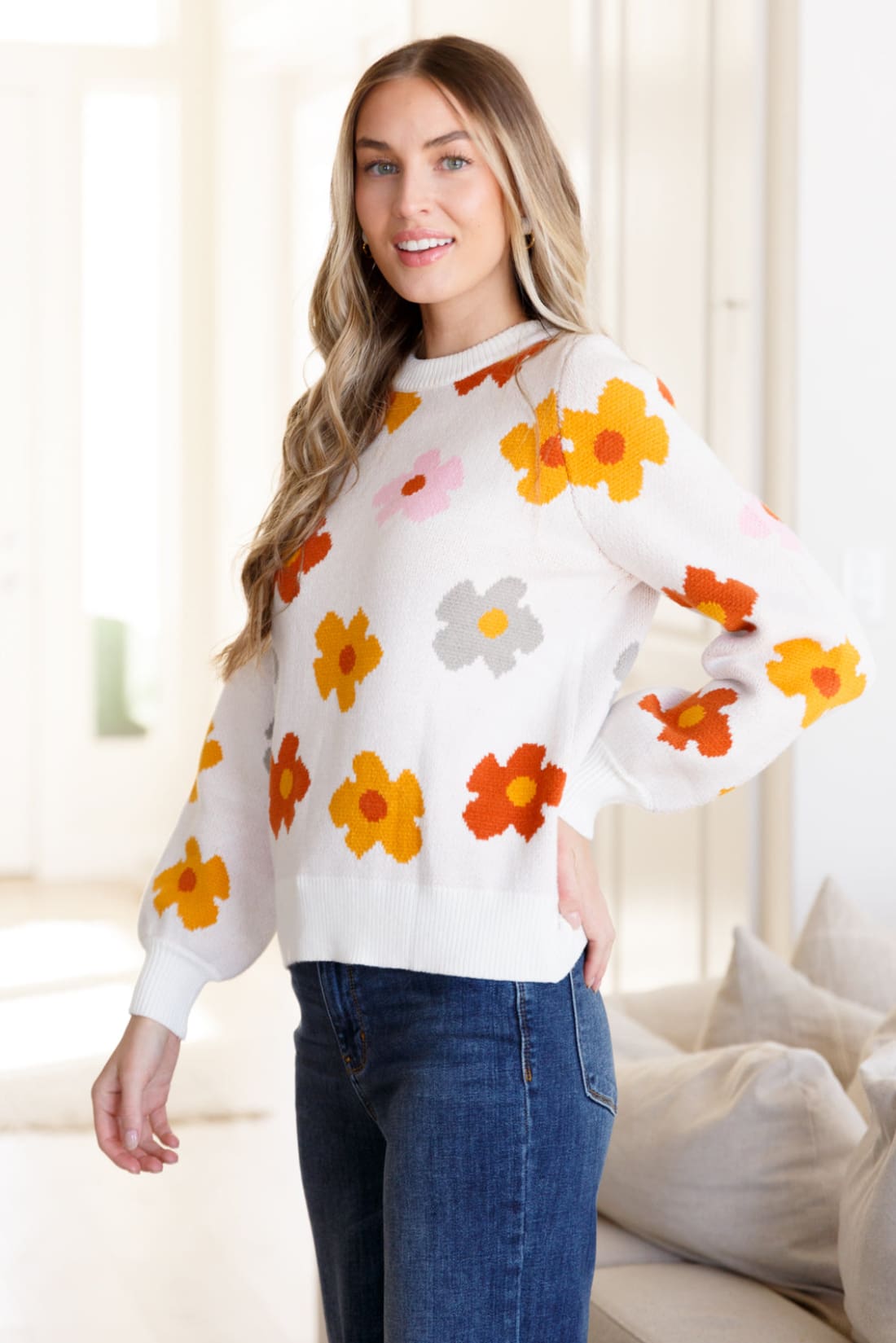 Falling Flowers Floral Sweater | Sweaters & Cardigans