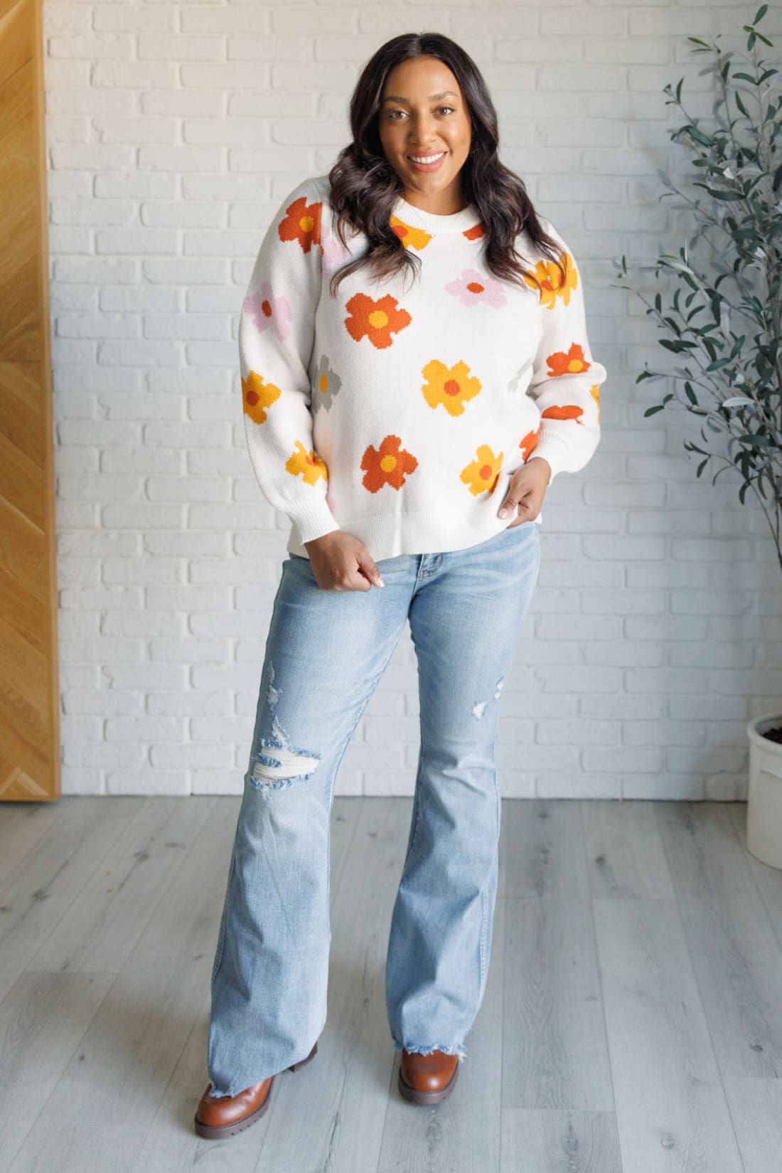 Falling Flowers Floral Sweater | Sweaters & Cardigans