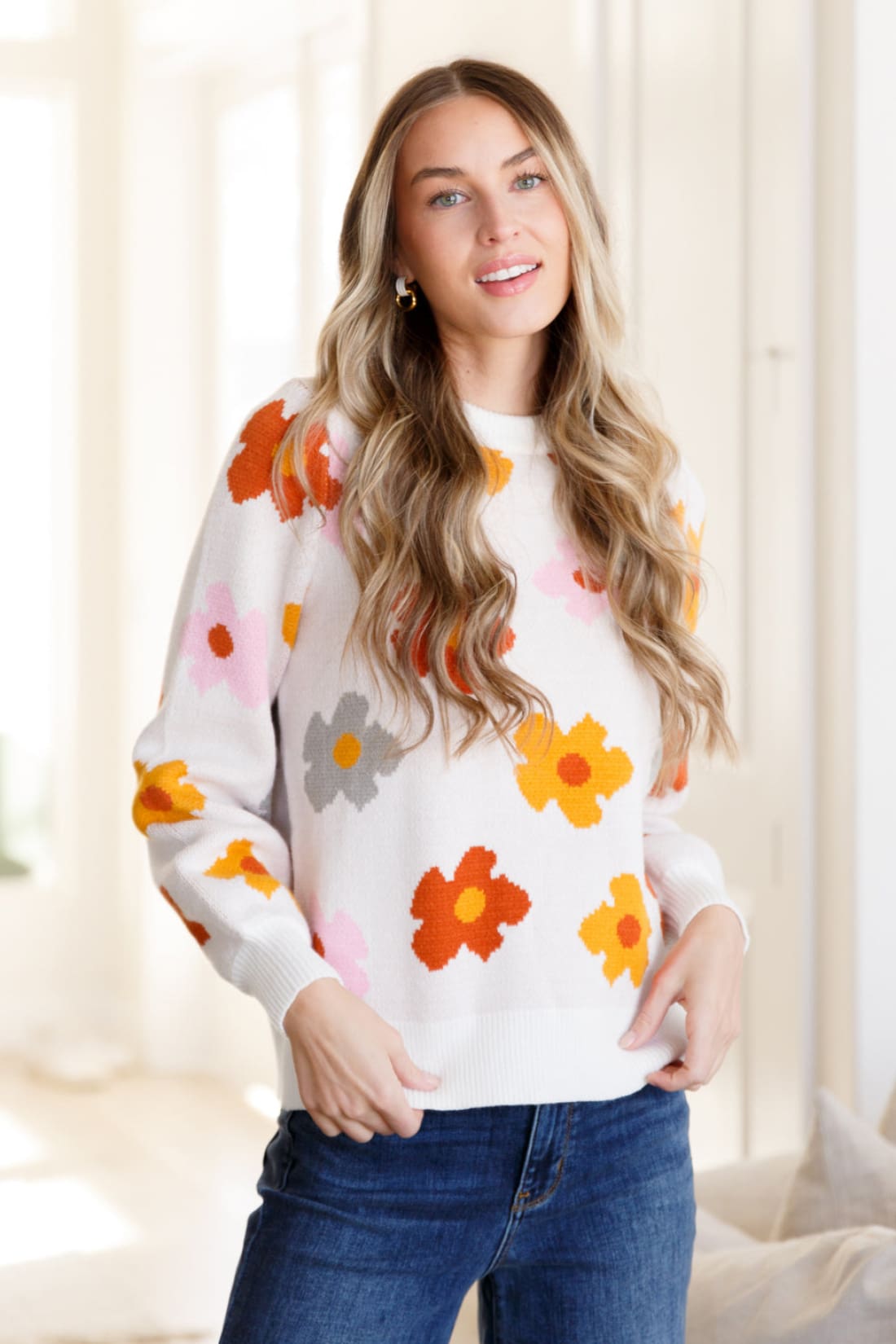 Falling Flowers Floral Sweater | Sweaters & Cardigans