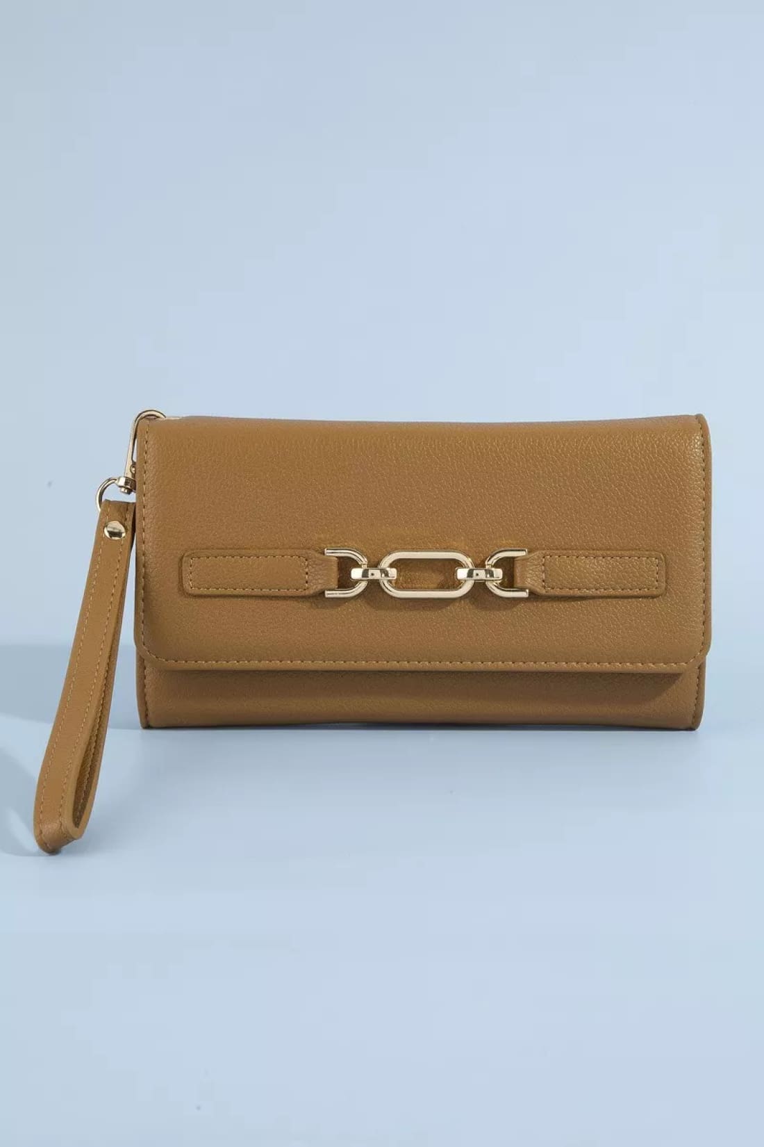 Fame Vegan Leather Chain Buckle Wristlet Wallet