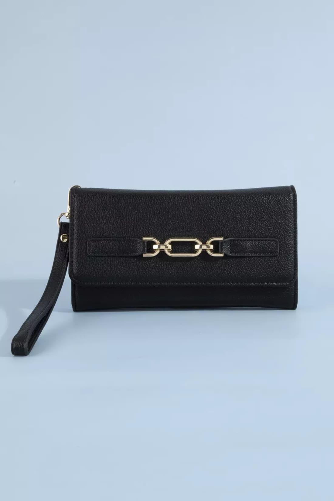 Fame Vegan Leather Chain Buckle Wristlet Wallet