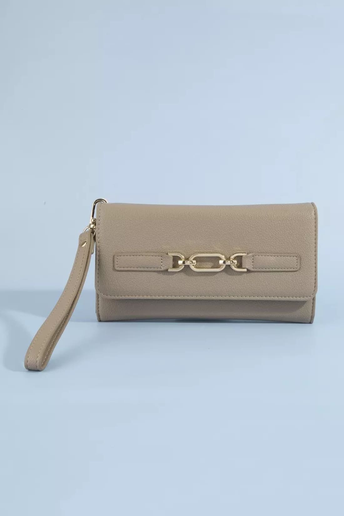 Fame Vegan Leather Chain Buckle Wristlet Wallet