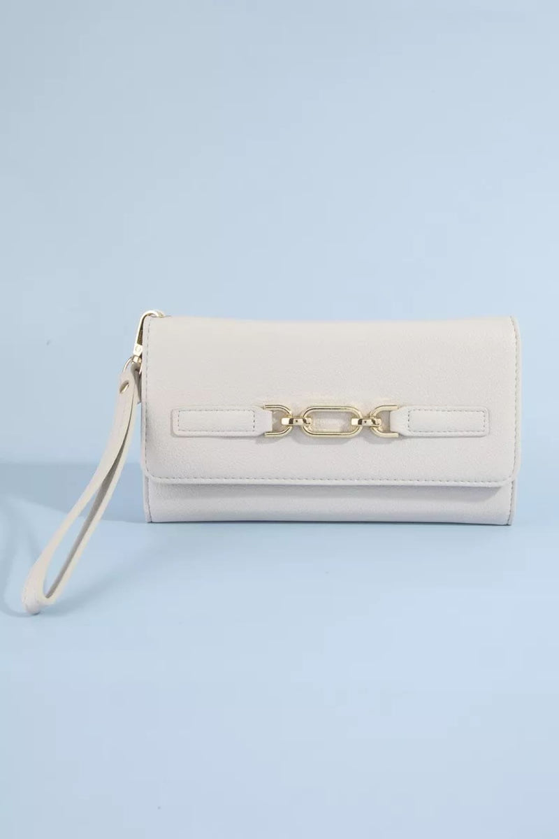 Fame Vegan Leather Chain Buckle Wristlet Wallet