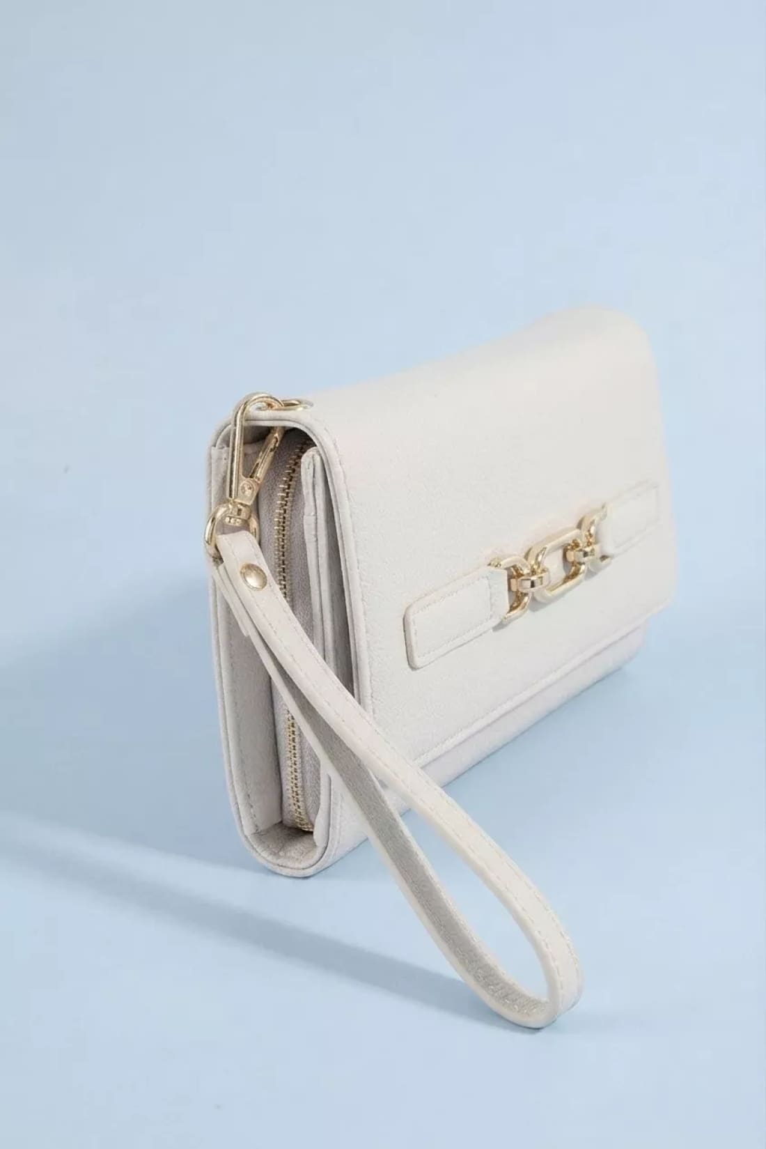 Fame Vegan Leather Chain Buckle Wristlet Wallet