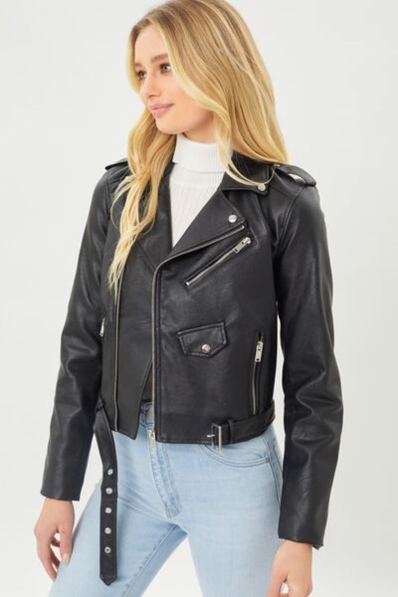 Faux Leather Moto Biker Jacket | Coats & Jackets