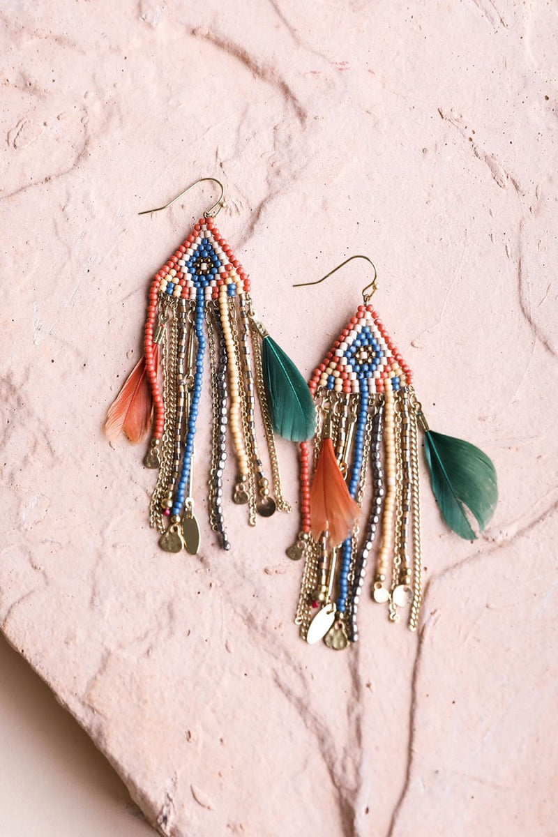 Feather & Beads Boho Earrings | Jewelry