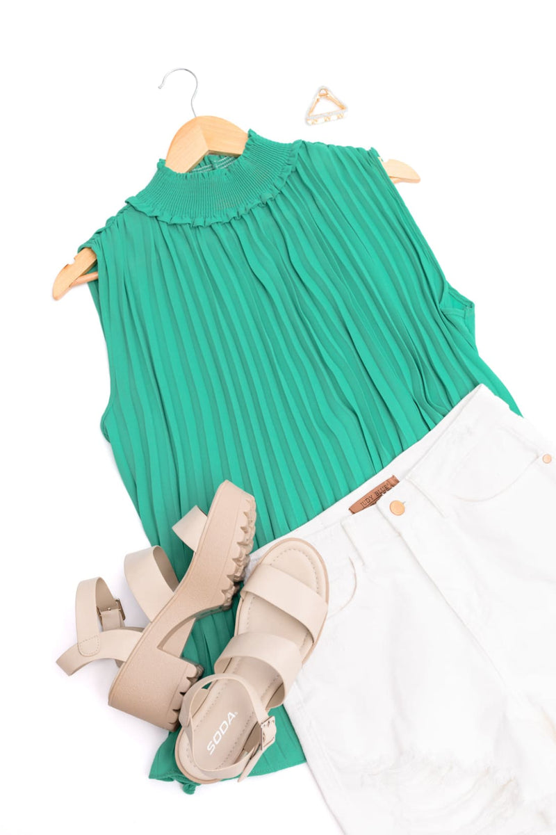 Feeling Fancy Pleated Halter Top
