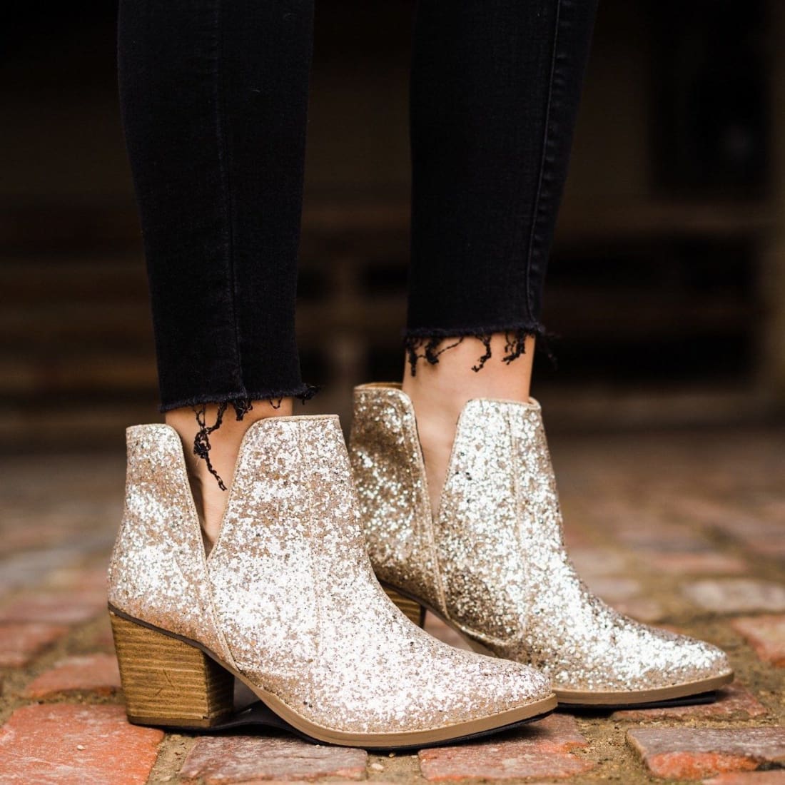 Gold Glitter Booties | boots