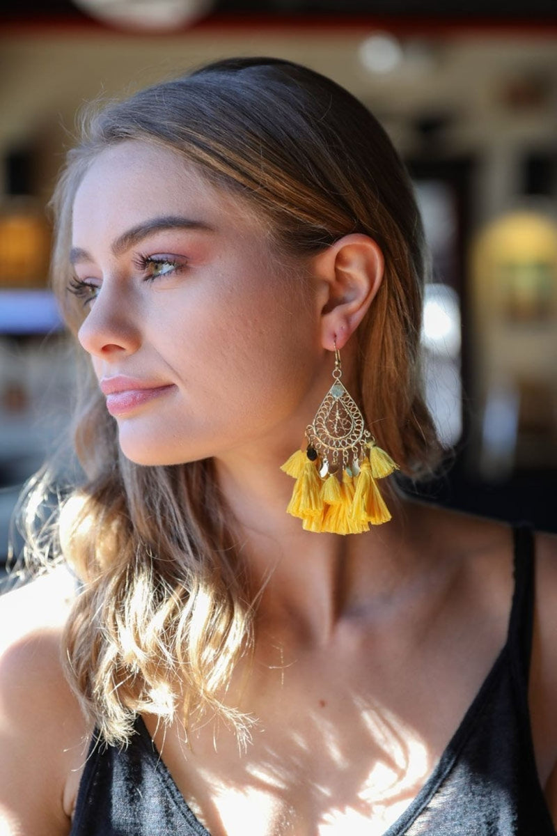 Filigree Raffia Tassel Earrings | Jewelry