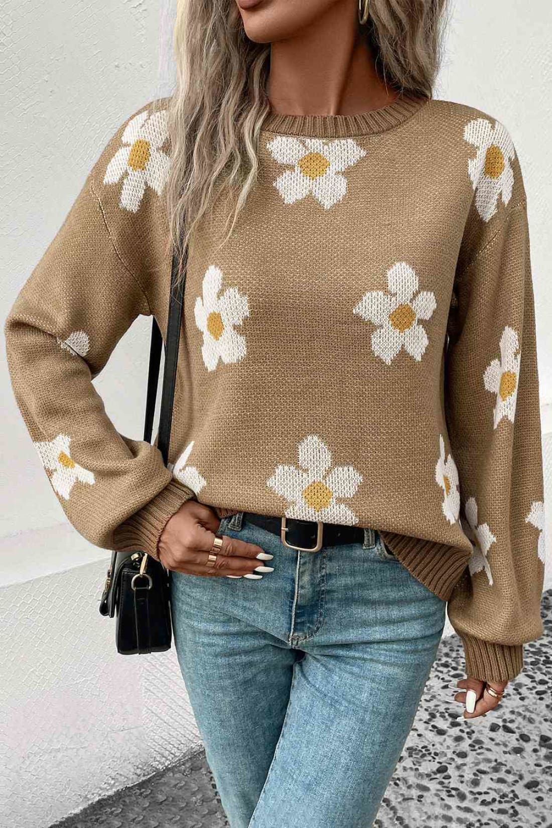 Floral Dropped Shoulder Sweater | Sweaters & Cardigans