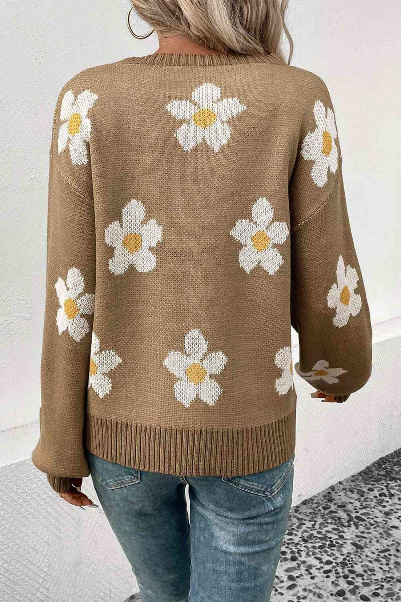 Floral Dropped Shoulder Sweater - PREORDER | Sweaters & Cardigans
