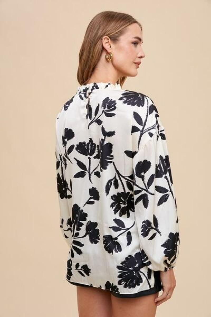 Floral + Frills Balloon Sleeve Blouse