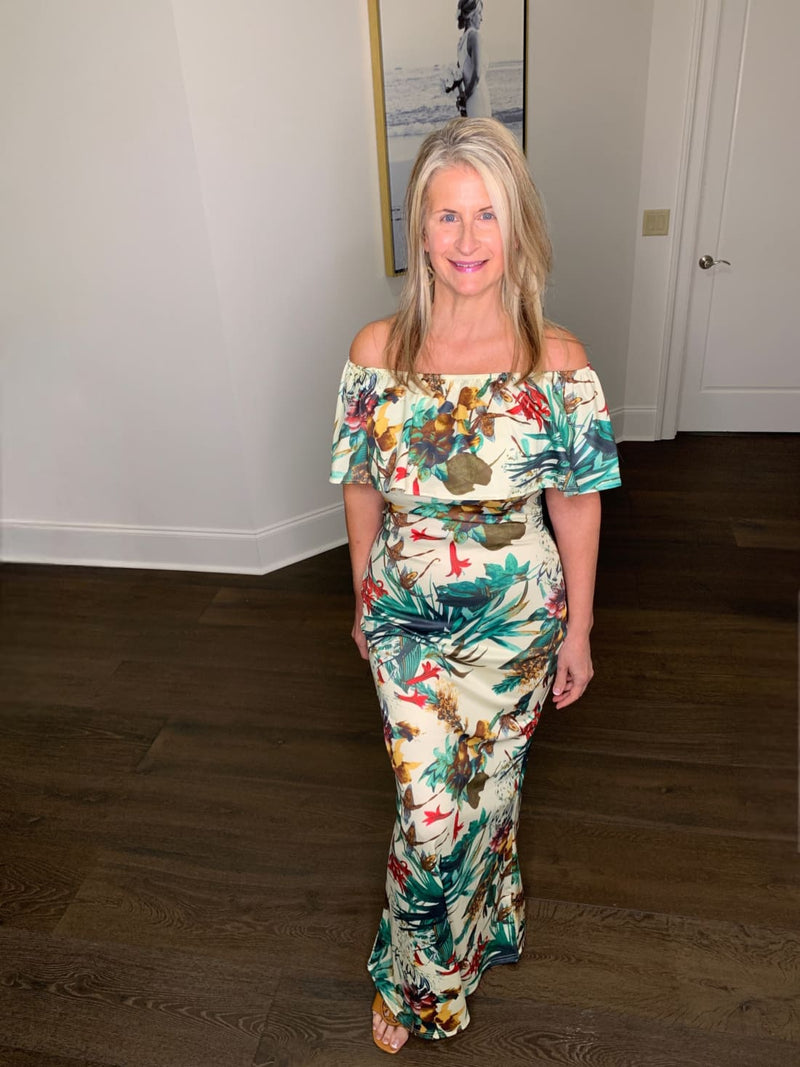 Floral Off-Shoulder Maxi Dress