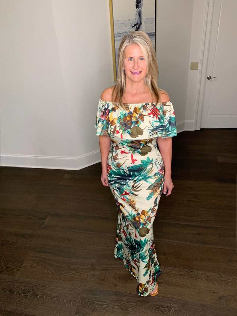 Floral Off-Shoulder Maxi Dress