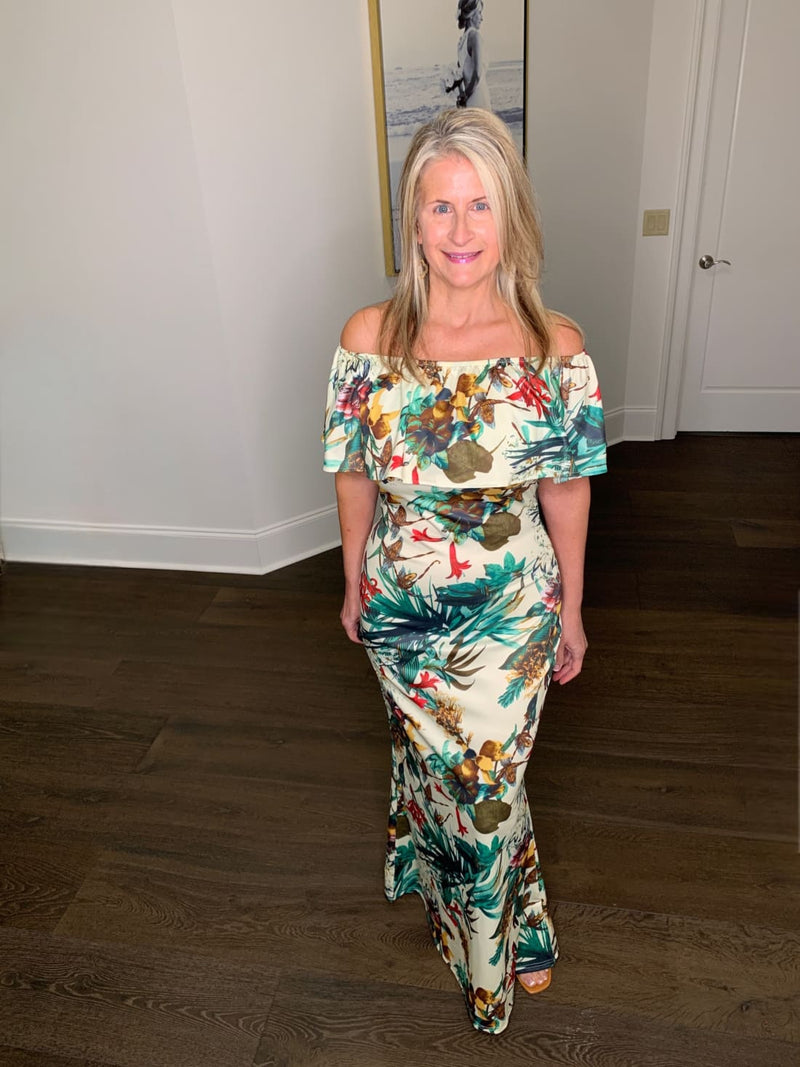 Floral Off-Shoulder Maxi Dress