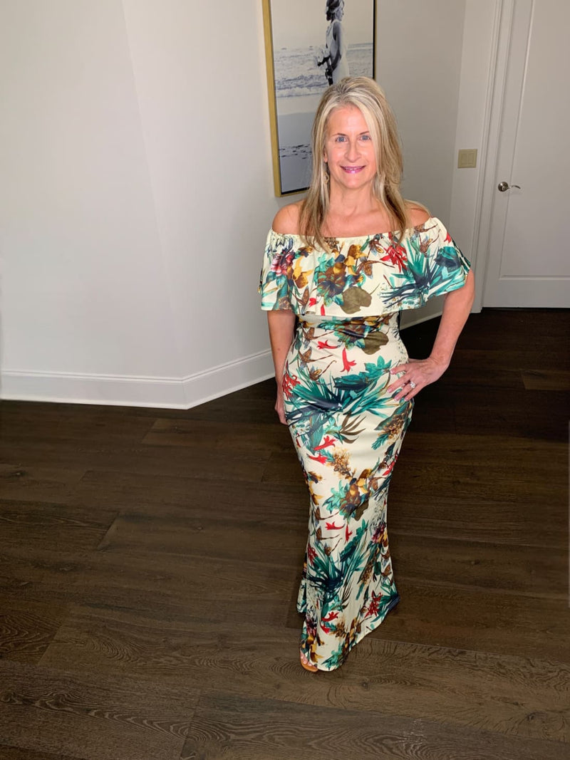 Floral Off-Shoulder Maxi Dress