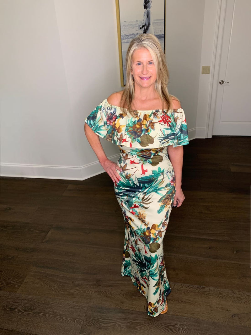 Floral Off-Shoulder Maxi Dress