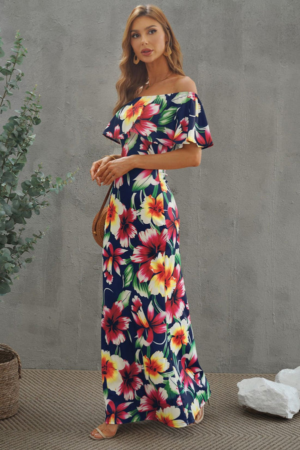 Floral Off-Shoulder Maxi Dress - Tropical Prints | Dresses