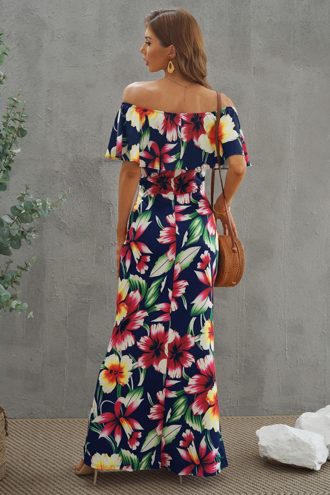 Floral Off-Shoulder Maxi Dress - Tropical Prints | Maxi Dresses