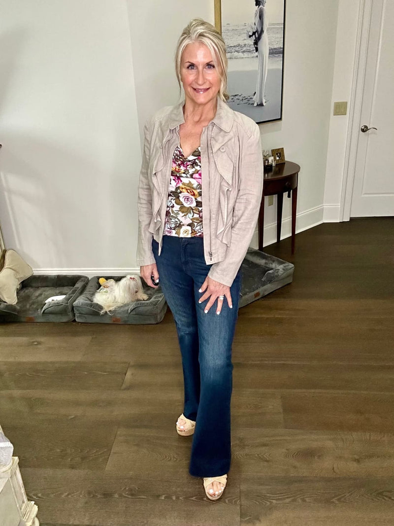 Floral Sleeveless Blouse with Cowl Neck