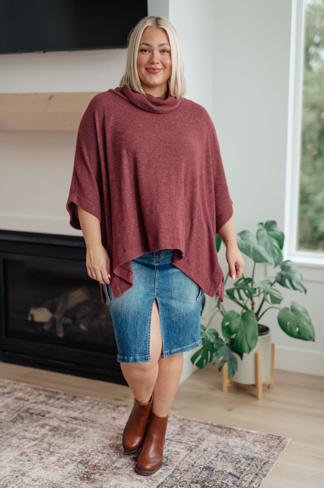 Cowl Neck Turtleneck Poncho | poncho