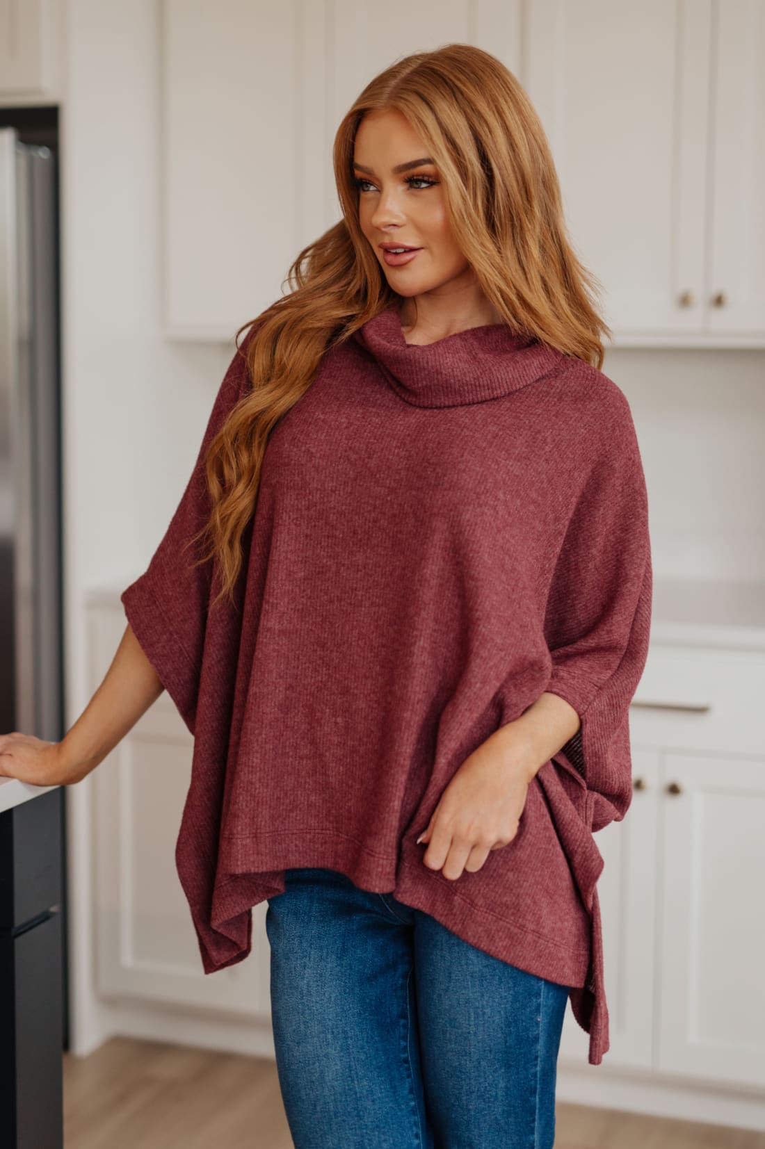 Cowl Neck Turtleneck Poncho | poncho