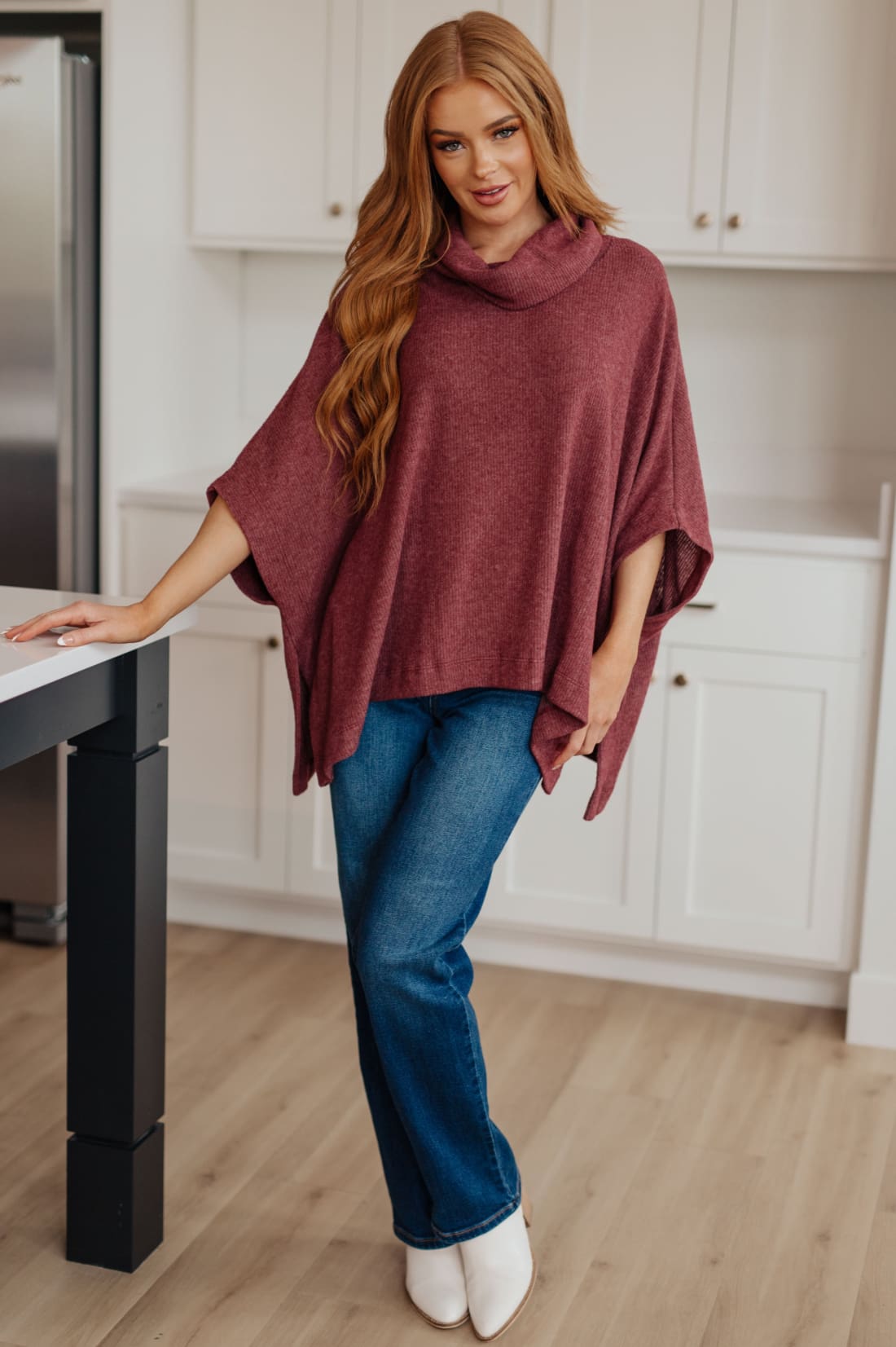 Cowl Neck Turtleneck Poncho | poncho