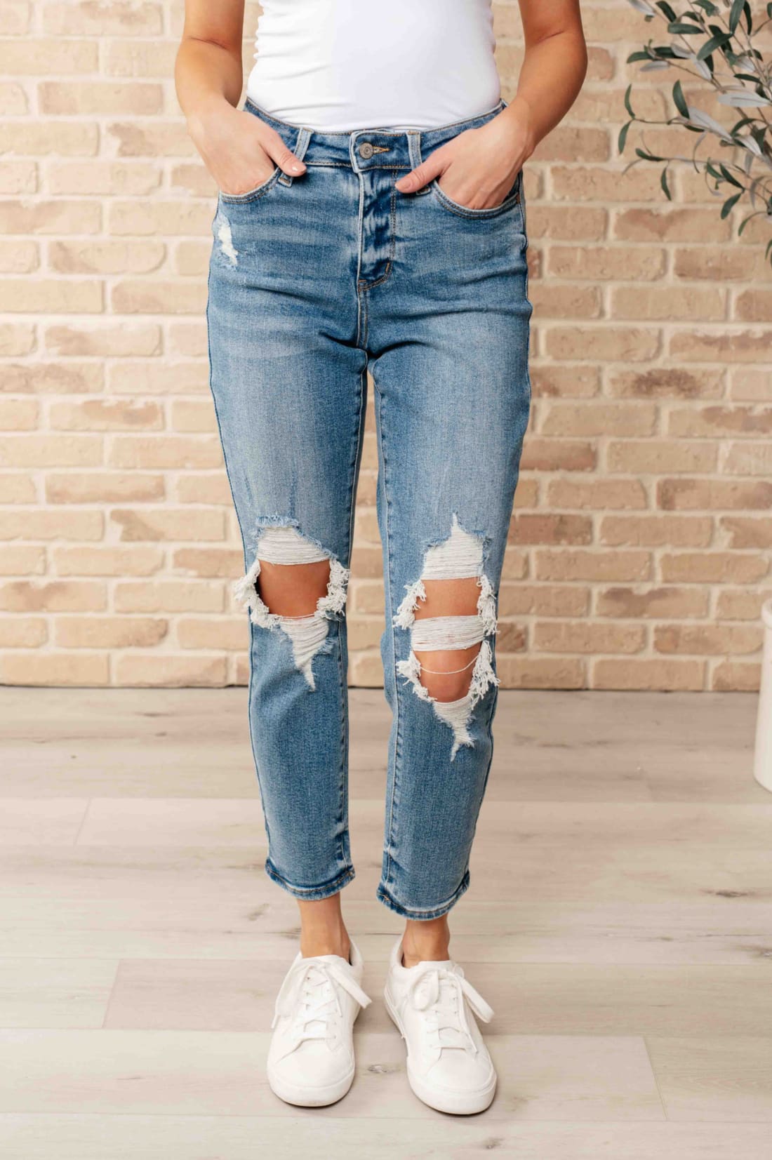 Frankie High Waist Distressed Boyfriend Jeans | Womens jeans