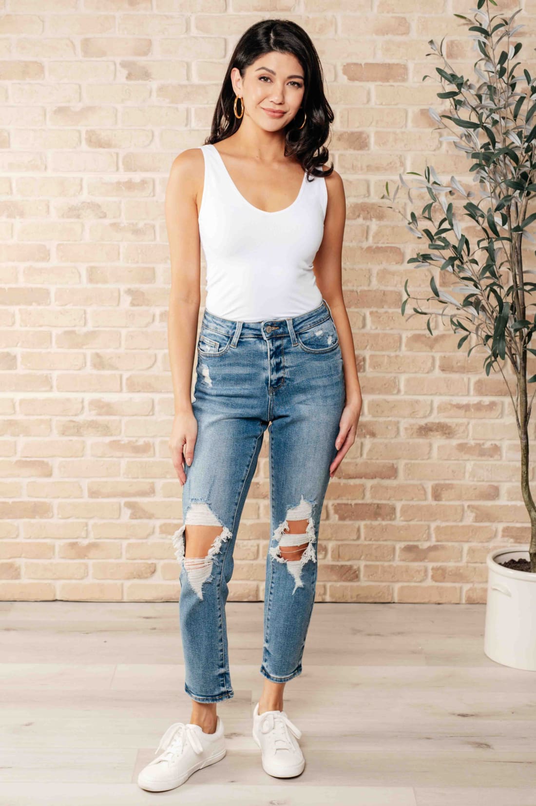 Frankie High Waist Distressed Boyfriend Jeans | Womens jeans