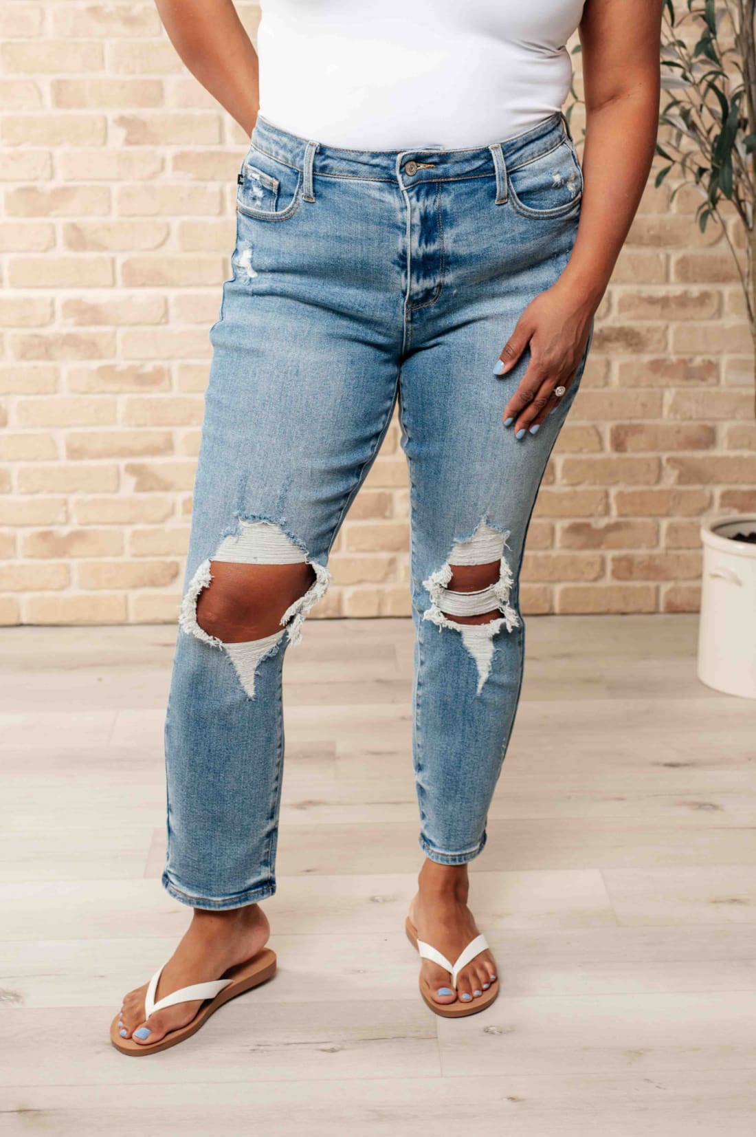 Frankie High Waist Distressed Boyfriend Jeans | Womens jeans