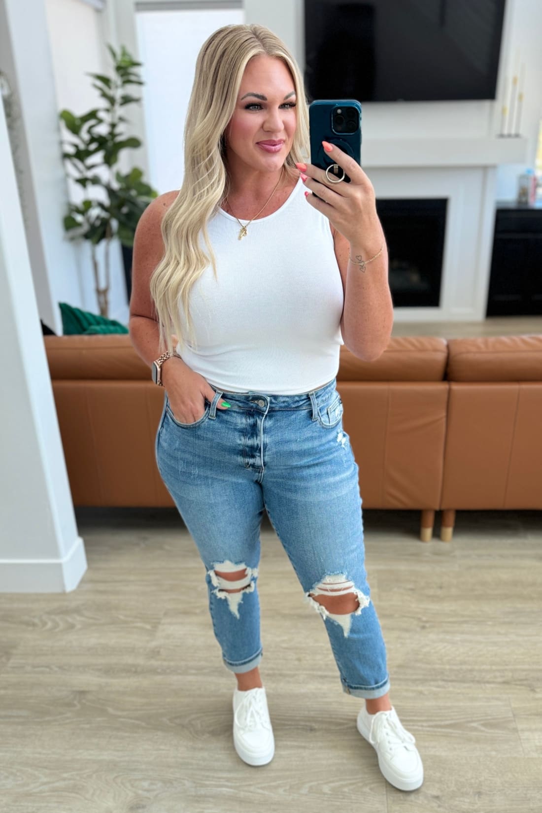 Frankie High Waist Distressed Boyfriend Jeans | Womens jeans