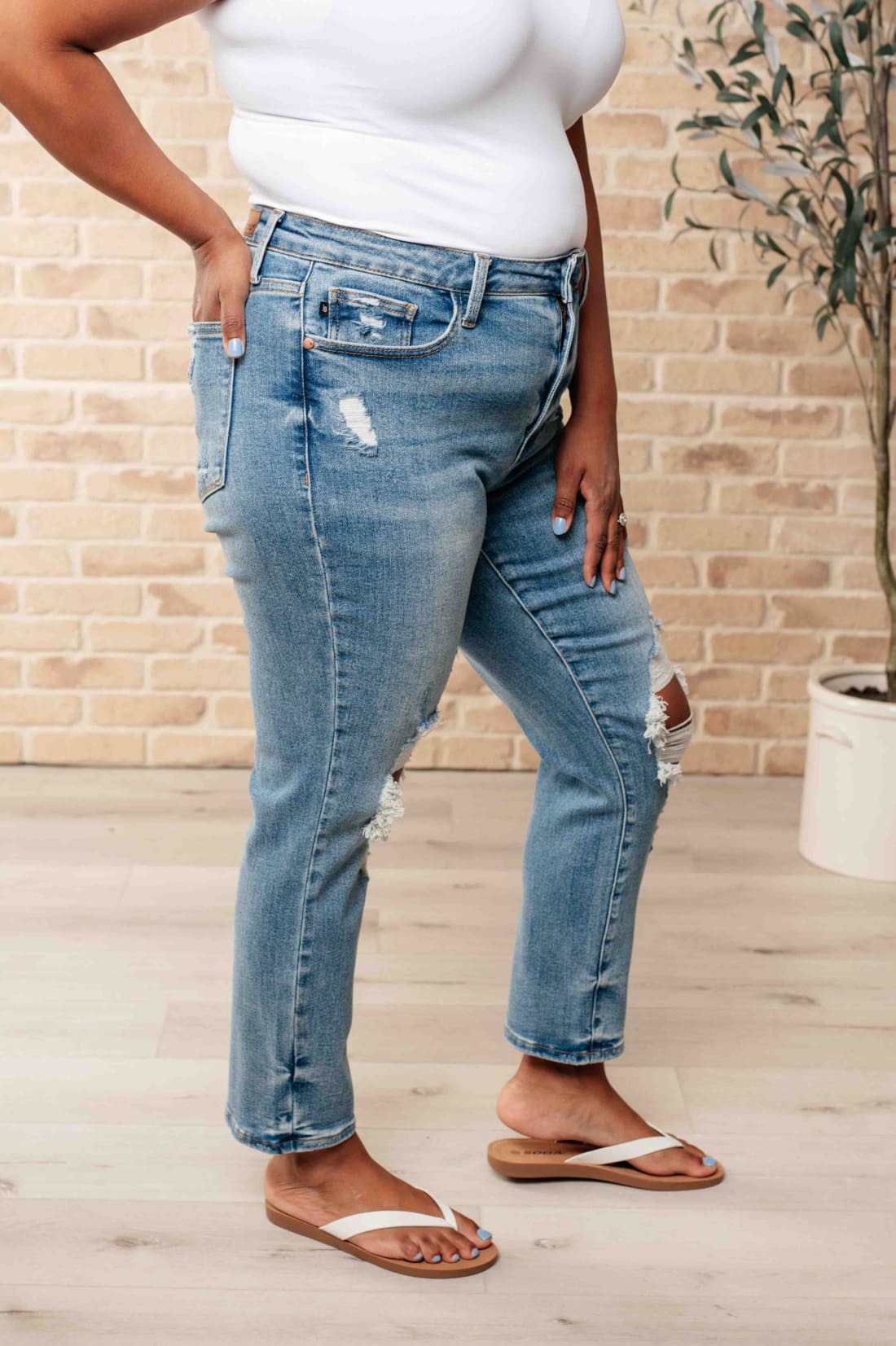 Frankie High Waist Distressed Boyfriend Jeans | Womens jeans