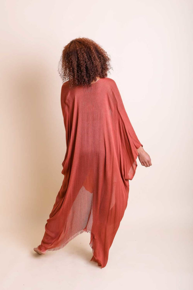 Frayed Trim Kimono | Ponchos