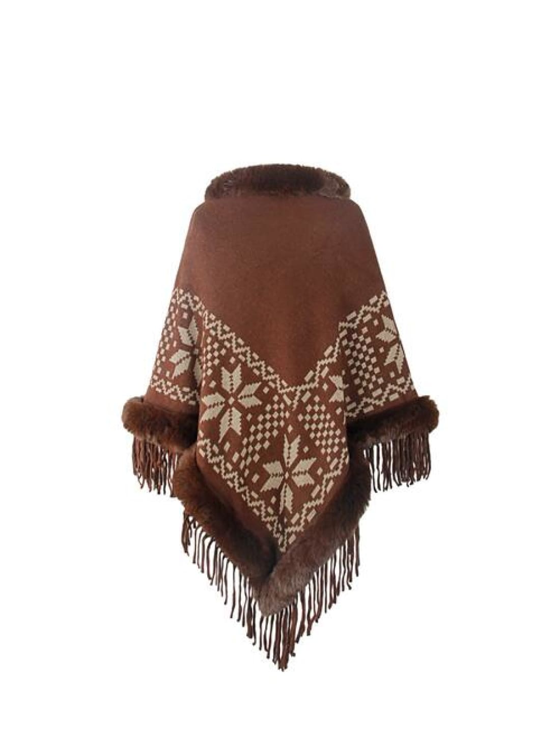 Fringe Geometric Cape Sleeve Poncho | poncho