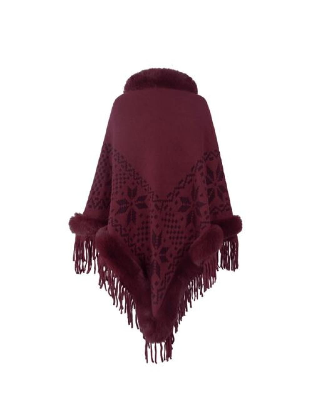 Fringe Geometric Cape Sleeve Poncho | poncho