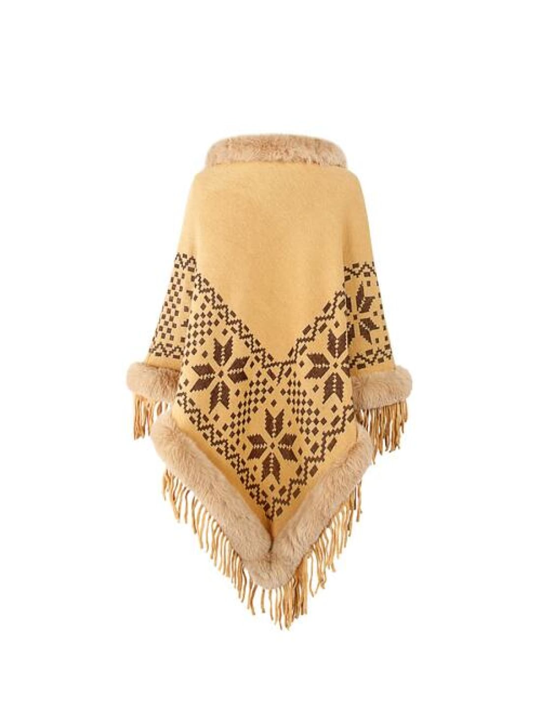 Fringe Geometric Cape Sleeve Poncho | poncho