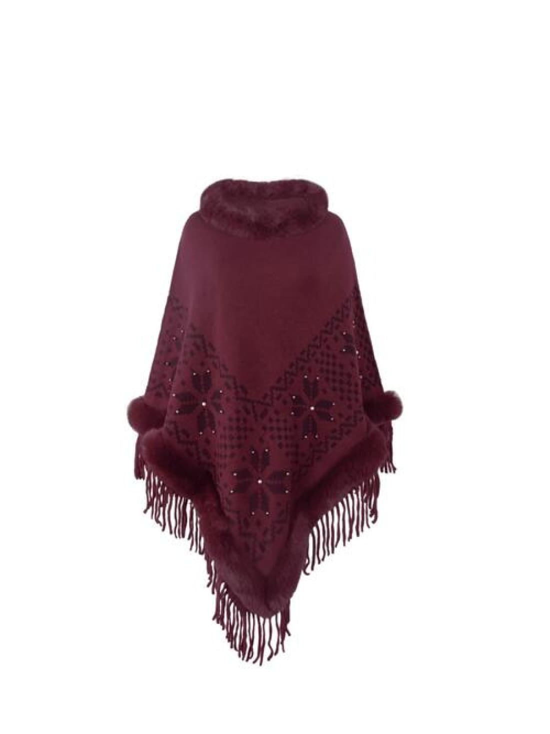 Fringe Geometric Cape Sleeve Poncho | poncho