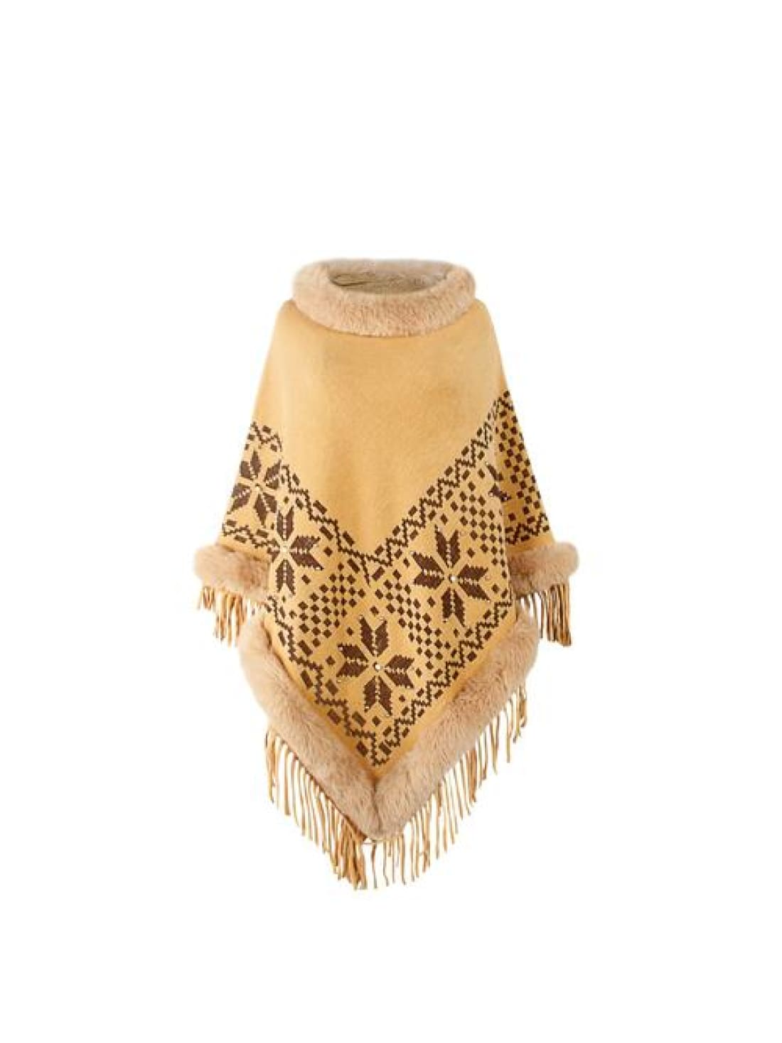 Fringe Geometric Cape Sleeve Poncho | poncho